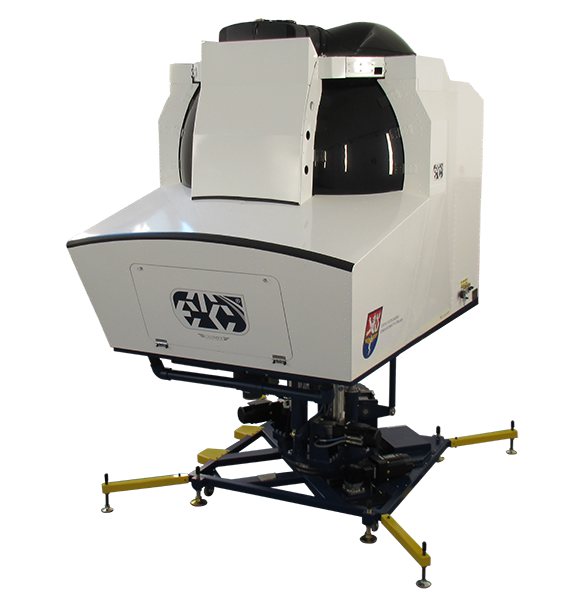 The GH-200 Spatial Disorientation Simulator features quick change reconfigurable cockpits for fixed wing and rotary wing